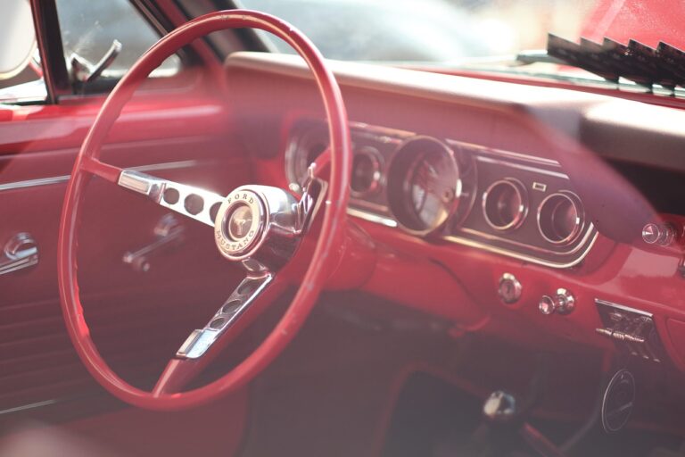 car, steering wheel, odometer, interior, car interior, red car, ford, mustang, classic, oldtimer, car wallpapers, auto, usa, retro, nostalgia